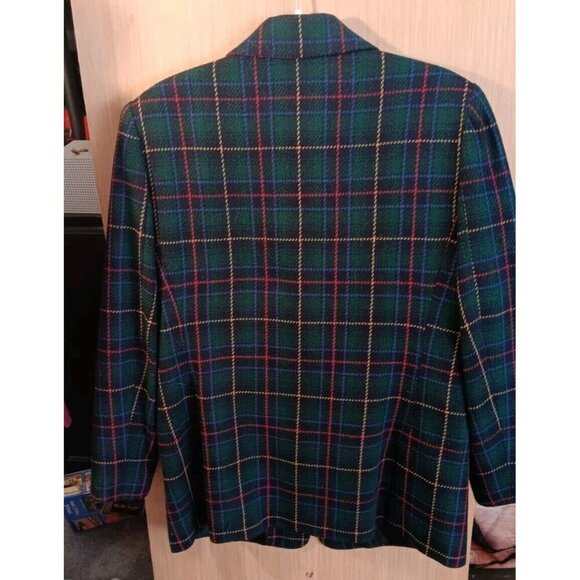 Laura Gayle (16) Vintage Plaid 40% Wool Blazer Blue Green Red - Picture 4 of 6
